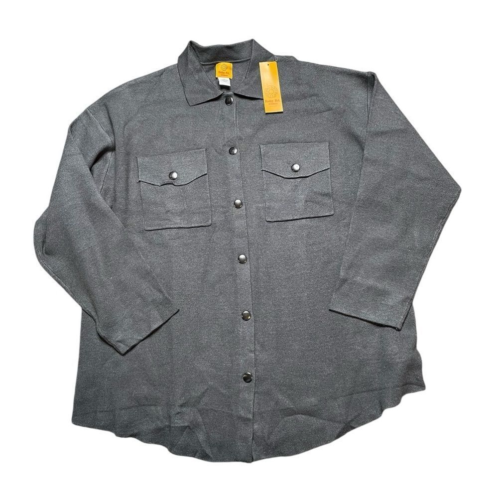 NWT Ruby Rd. Solid Sweater Jacket Charcoal Gray S… - image 2